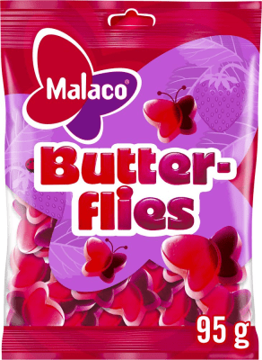 Malaco Butterflies 95g – gelégodis i fjärilsform i 28-pack.