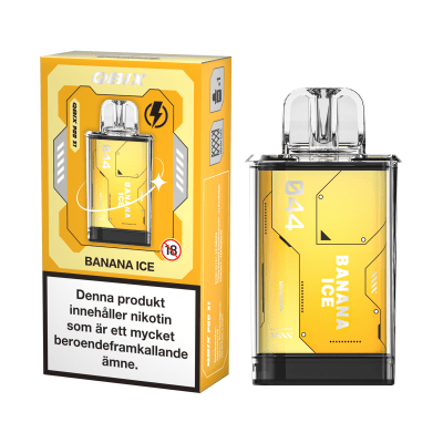 QBIX Banana Ice 14mg – förfylld pod med smak av banan och is, kompatibel med QBIX podsystem.