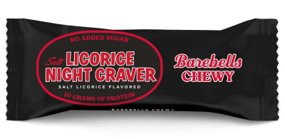 Barebells Chewy Bar Licorice Night Craver – proteinbar lakrits, 18-pack 40g för kiosk & butik