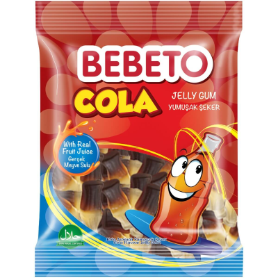 Bebeto Cola Bottles 80g – flaskformade gelégodisar med colasmak