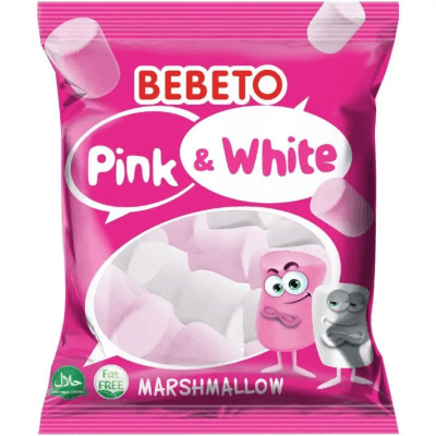 Zoom bild av Bebeto Marshmallow Pink & White 60g – rosa och vita marshmallows, 12-pack