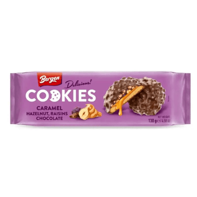 Bergen Delicious Cookies Hazelnut Raisins 18x130g