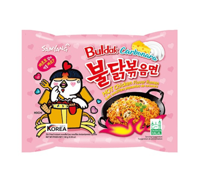 Buldak Carbonara Noodles 8x5 Pack – koreanska spicy carbonara nudlar i storförpackning.
