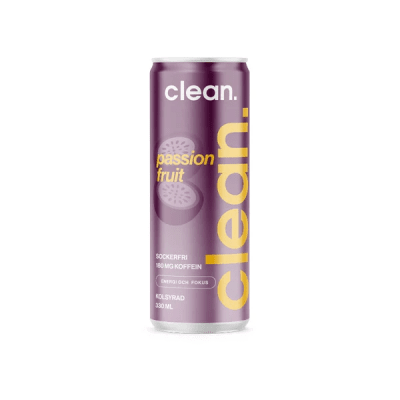 Zoom bild av Clean Passion Fruit 33cl energidryck passionsfrukt 24-pack
