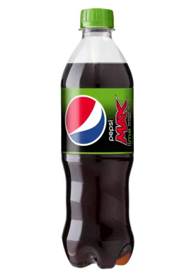 Zoom bild av Pepsi Max Lime 50cl PET-flaska med grön kapsyl och Pepsi-logotyp på svart och grön etikett