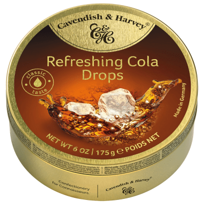 Cavendish & Harvey Refreshing Cola Drops 175g – colakarameller i plåtask
