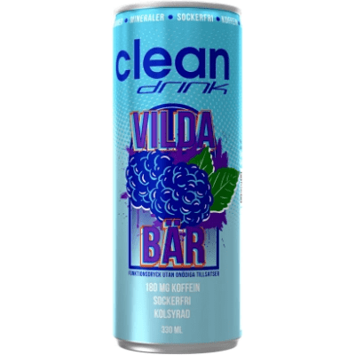 Zoom bild av Clean Sav:D Vilda Bär 330 ml – sockerfri energidryck med vilda nordiska bär och vitaminer