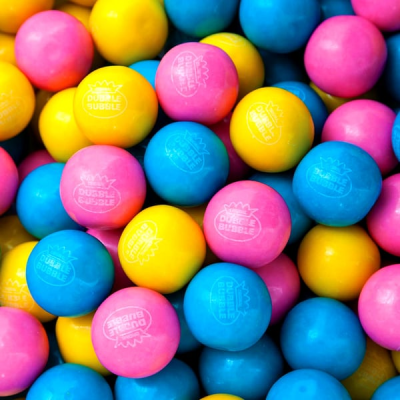 Cotton Candy Gumballs 1kg – färgglada tuggummikulor med sockervaddssmak för kiosk och butik