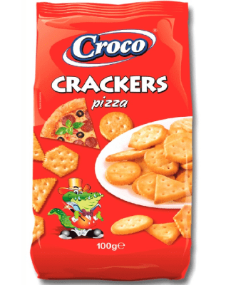 Zoom bild av Croco Crackers Pizza – kex med pizzasmak, 12-pack à 100g