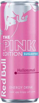 Zoom bild av Rosa aluminiumburk med Red Bull The Pink Edition Sugarfree 250ml, hallonsmak, energidryck