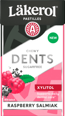 Zoom bild av Dents Raspberry Salmiak 24x36g
