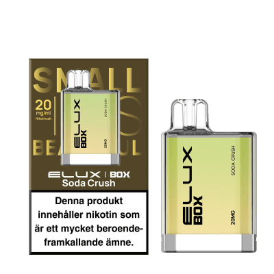 Elux Box Soda Crush 20mg – engångsvape med fizzy läsksmak, kompakt och användningsklar.