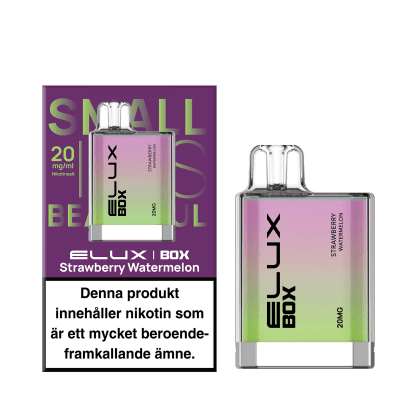 Elux Box Strawberry Watermelon 20mg – engångsvape med söt jordgubbe och saftig vattenmelon, kompakt och färdig att använda.