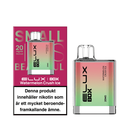 Elux Box Watermelon Crush Ice 20mg – engångsvape med isigt vattenmelonsmak, kompakt och användningsklar.