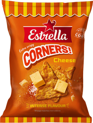 Estrella Cheese Cornados – majs-snacks med ostsmak i 160 g påse