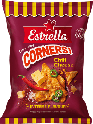 Estrella Cheese Cornados Chili Cheese 160 g – majs-snacks med chili–ostsmak