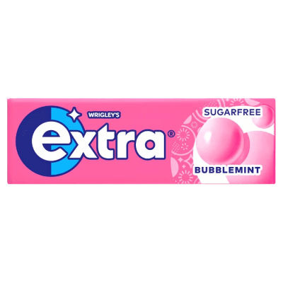 Zoom bild av Wrigley's Extra White Bubblemint sockerfritt tuggummi, rosa stickförpackning 14g med 10 tuggummin
