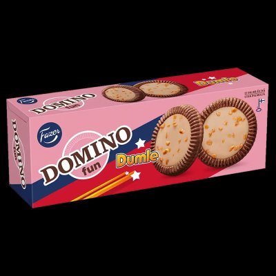 Fazer Domino Dumle 16x120g – Kakaokex med toffeefyllning och mjölkchokladöverdrag