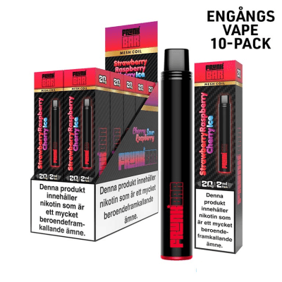 Frunk Bar Mesh Strawberry Raspberry Cherry Ice – engångsvape med jordgubb, hallon, körsbär och is, 20 mg nikotinsalt, 10-pack