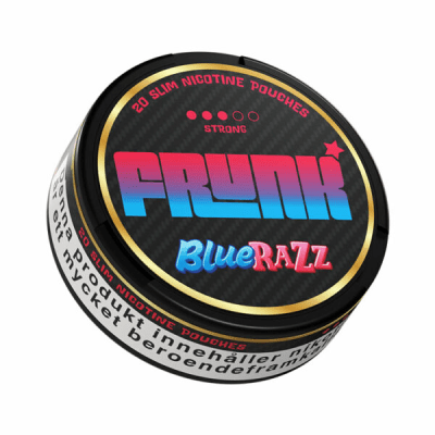 Frunk Slim Blue Razz – tobaksfria nikotinpåsar med blå hallonsmak i 10-pack.