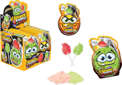 Zoom bild av Grenade Popping Lollipop 36x13g – klubba med poppande godis för kiosker och butiker