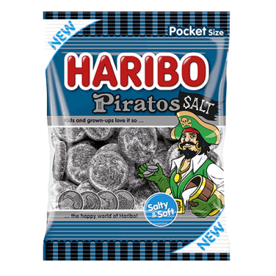 Zoom bild av Haribo Piratos Salt 70g – Salta lakritsbitar i 28-pack
