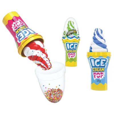 Johny Bee Ice Cream Pop 27g – klubba med pulvergodis i glassförpackning