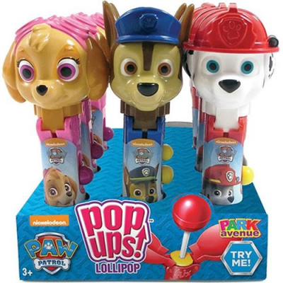 Zoom bild av Paw Patrol Pop Ups Lollipop display med 12 figurer, Chase, Skye och Marshall, Park Avenue Nickelodeon