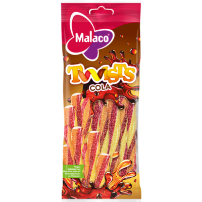 Malaco Cola Twist 100g – gelégodis med colasmak i 24-pack.