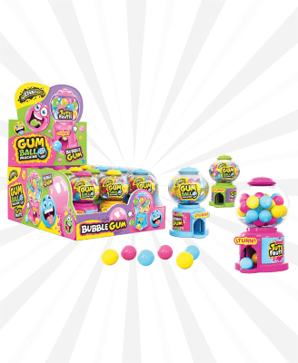Johny Bee Gum Ball Machine 12x30 g – liten godisautomat fylld med gumballs