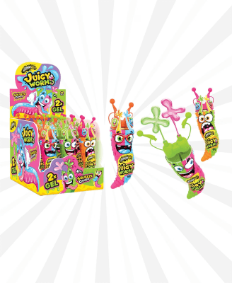 Johny Bee Juicy Worms 12x58 g – gelégodisar i maskform