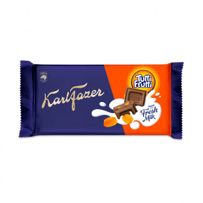 Karl Fazer Tutti Frutti 145g – Mjölkchoklad med fruktiga gelébitar i färgglad förpackning