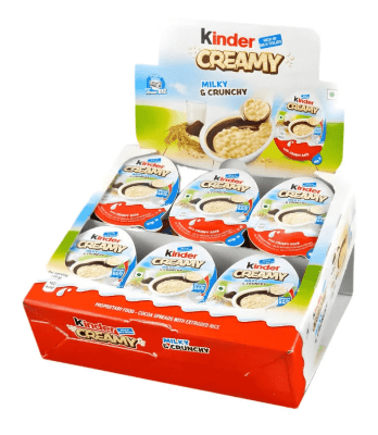 Kinder Creamy Milk Crunchy 19g – krämig choklad med krispigt innehåll i 24-pack.