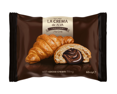 La Crema Croissant Cocoa 24x65g – portionsförpackade croissanter med kakaofyllning för kiosker och butiker