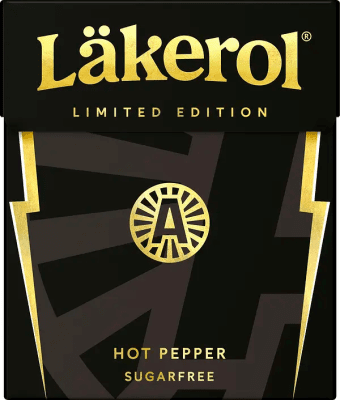 Läkerol Hot Pepper – Sockerfri halstablett med lakrits & chili, 48-pack