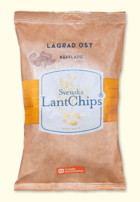Zoom bild av Svenska Lantchips Lagrad Ost Räfflade 200g – chips i 10-pack.