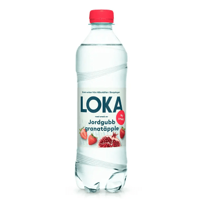 Zoom bild av Loka Jordgubb Granatäpple 50cl flaska – kolsyrat mineralvatten i 12-pack för återförsäljare