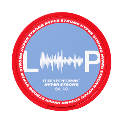 LOOP Fresh Peppermint Hyper Strong – tobaksfria nikotinpåsar med extremt kylande pepparmyntssmak i slim-format.