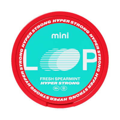Zoom bild av LOOP Fresh Spearmint Mini Hyper – tobaksfria nikotinpåsar med intensiv spearmintsmak i mini-format.