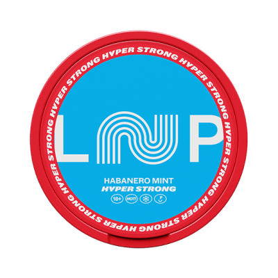 Loop Habanero Mint Hyper Strong 10-pack – Tobaksfria nikotinpåsar med smak av het habanero och sval mint i turkos förpackning.