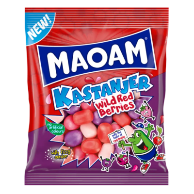 Zoom bild av Maoam Kastanjer Wild Berries 120g – Fruktiga tuggkarameller med smak av vilda bär