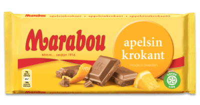Marabou Apelsinkrokant 160g – choklad med apelsin och krokant, 15-pack för kiosker & butiker
