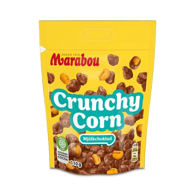 Marabou Crunchy Corn 110g 15-pack – mjölkchoklad med krispig majs för kiosker och livsmedelsbutiker