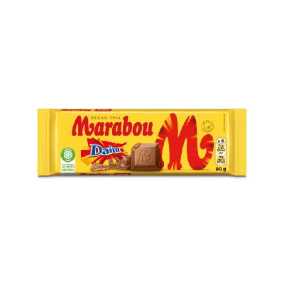 Marabou Daim 90g – mjölkchoklad med knäckiga Daimbitar i 24-pack, perfekt för kiosker, butiker och livsmedelsbutiker.