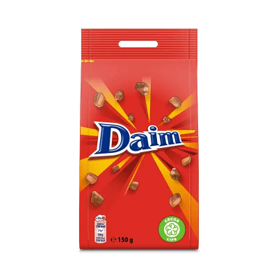 Marabou Daim Dragé 150g – chokladdragé med knäckiga Daimbitar i 24-pack, perfekt för kiosker, butiker och livsmedelsbutiker.