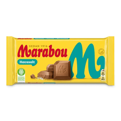 Marabou Havssalt chokladkaka 160g med havssalt i 16-pack för kiosker och livsmedelsbutiker