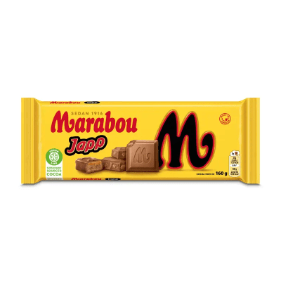 Marabou Japp 160g chokladkaka med kola och nougat i 15-pack för kiosker och livsmedelsbutiker