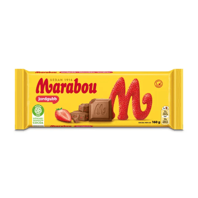 Marabou Jordgubb 160g chokladkaka med jordgubb i 15-pack för kiosker och butiker