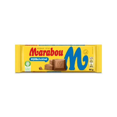 Marabou Mjölkchoklad 90g – klassisk svensk mjölkchoklad i 24-pack, perfekt för kiosker, butiker och livsmedelsbutiker.