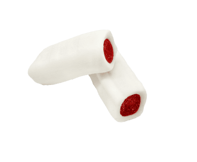 Mini Dynamit Jordgubb & Vanilj – rosa och vita godisstänger med fyllning i 1kg påse från Candit, perfekt för lösviktsförsäljning